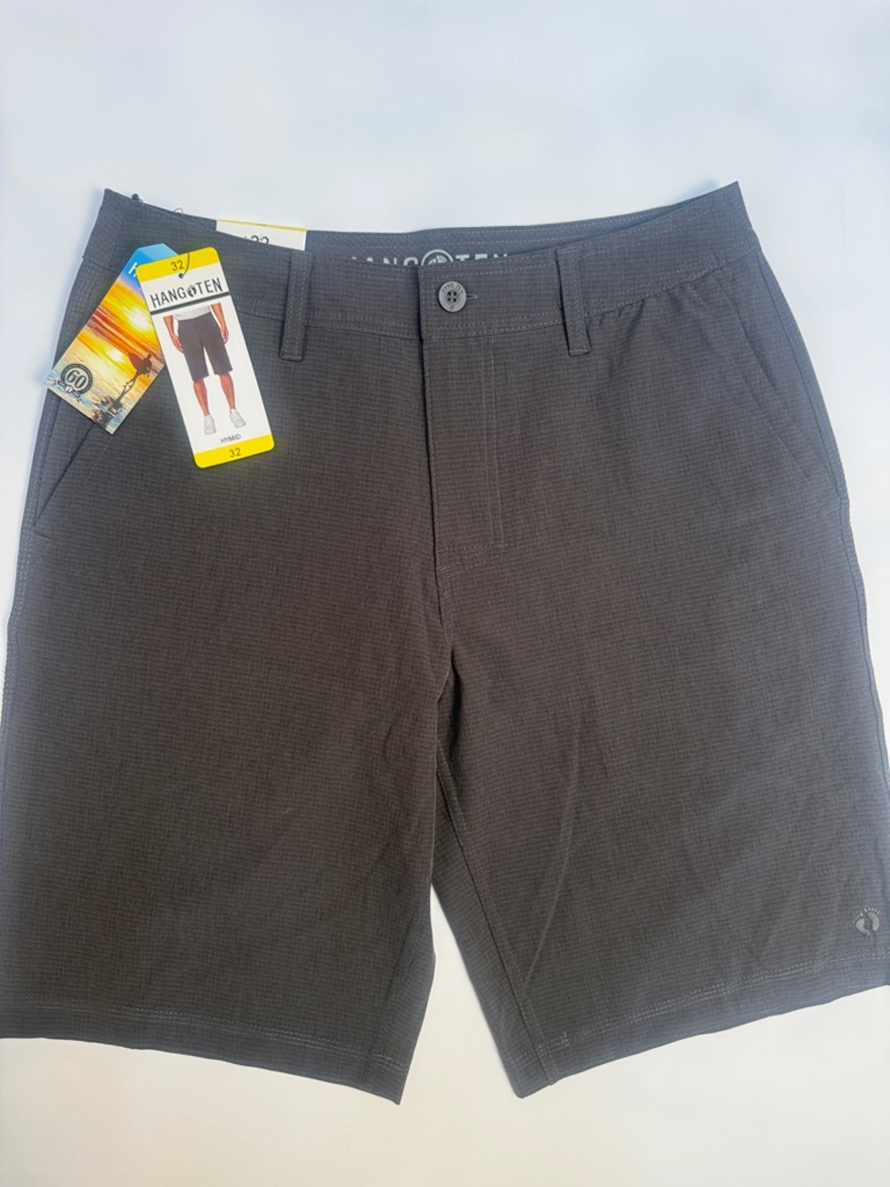 NWT Hang Ten Men’s Flat-Front Casual Shorts Size 32 Quick Dry and Stretch